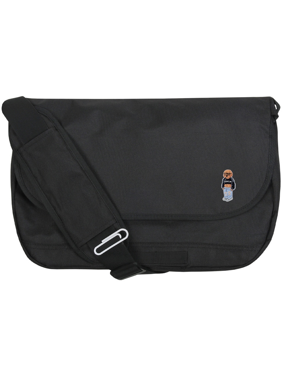 GRAVER クロップドドッグエンブロイダリーストライバークロスメッセンジャーバッグブラック