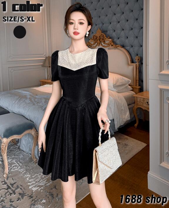 即納 2025　ミニワンピース タイトワンピース ミニ 姫系ワンピース　フレアワンピース　シフォン　ワンピース インポート ミニ丈 エレガント　アシンメトリー シンプル パーティドレス 半袖 お嬢様