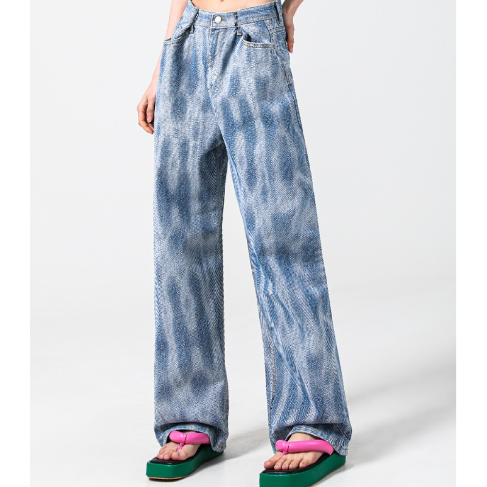 AVANDRESS バックルワイドデニムパンツ スネークブルー