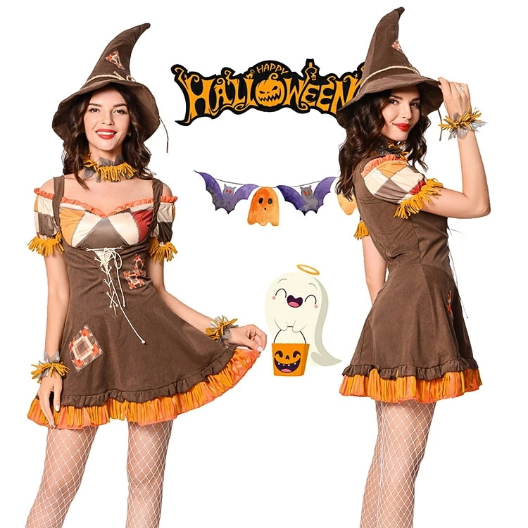 かわいい ハロウィン 魔女 コスプレ ブラウン ドレス コスチューム 仮装 変装 イベントグッズ コスチューム パーティーグッズ かわいい 忘年会 大人用 大人 メイド服 コスプレ 魔法使い 悪魔 余 4,700円