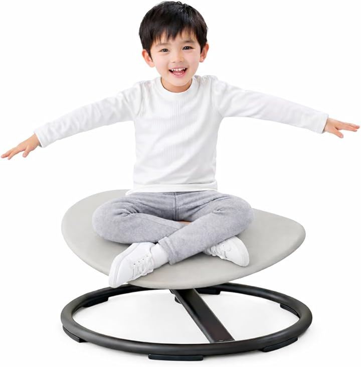 回転バランスチェア 子供用 スピンチェア 360度回転 室内遊び 知育玩具 バランス感覚トレーニング 組立簡単 日本語説明書付き (グレー, 大型)