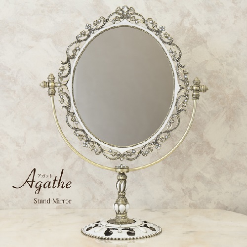 Agathe アガット スタンドミラー オーバル エスメラルダ PW7018BR 卓上 鏡