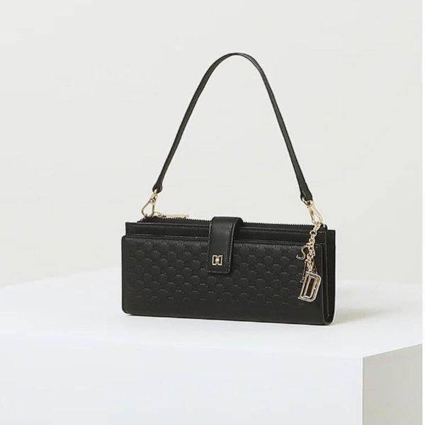 ブラック DD ロゴパターン 牛革 多機種 携帯電話 ウォレットバッグ DCWA4F515BK