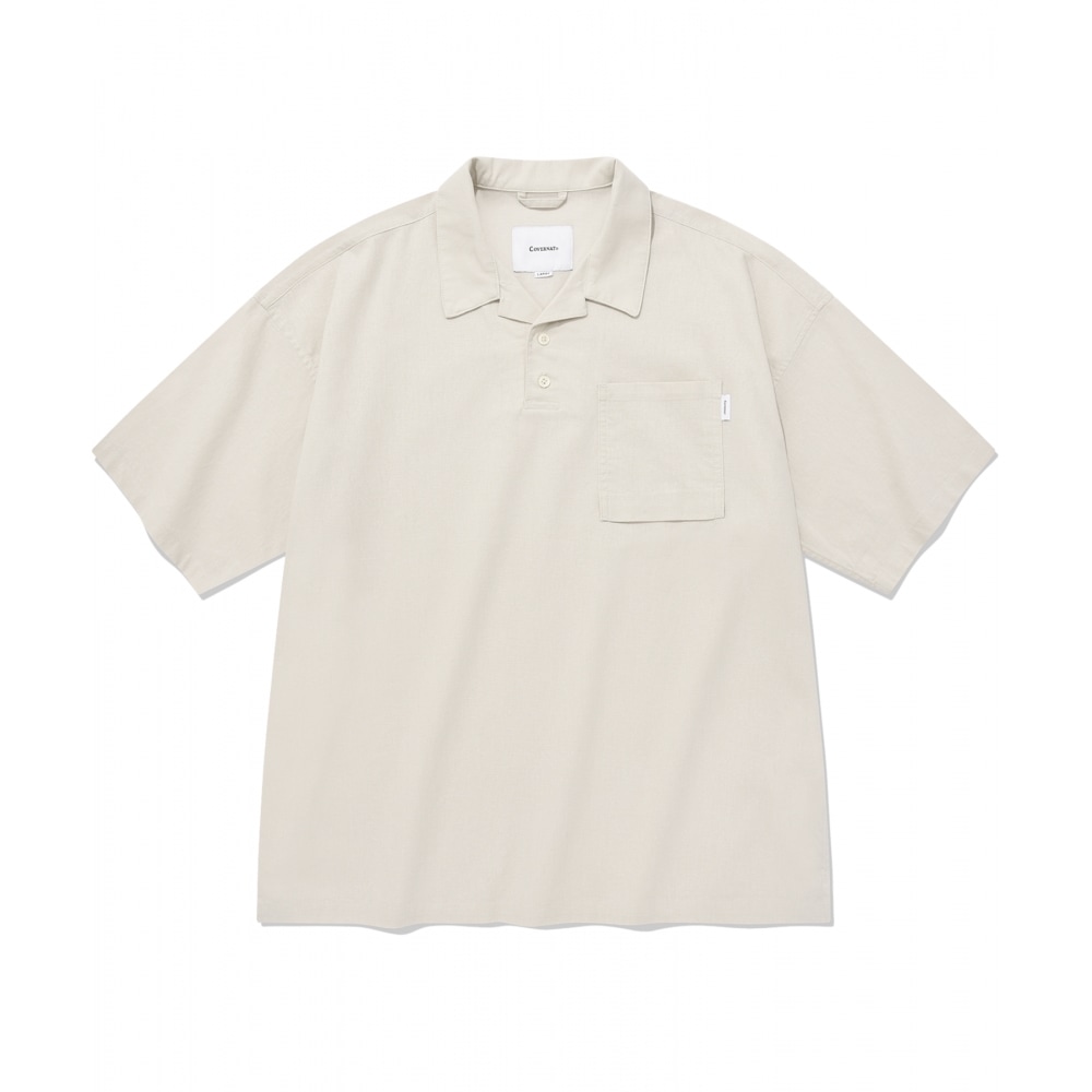 COVERNAT リネンプルオーバーハーフシャツアイボリー