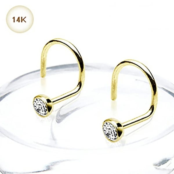 ボディピアス 14金 丸台座ストーン イエローゴールド ノーズスクリュー 22G キラキラ 本物 14K刻印あり 22ゲージ 鼻ピアス ノストリル 定番 シンプル ギフト ns151xxxxxxxx