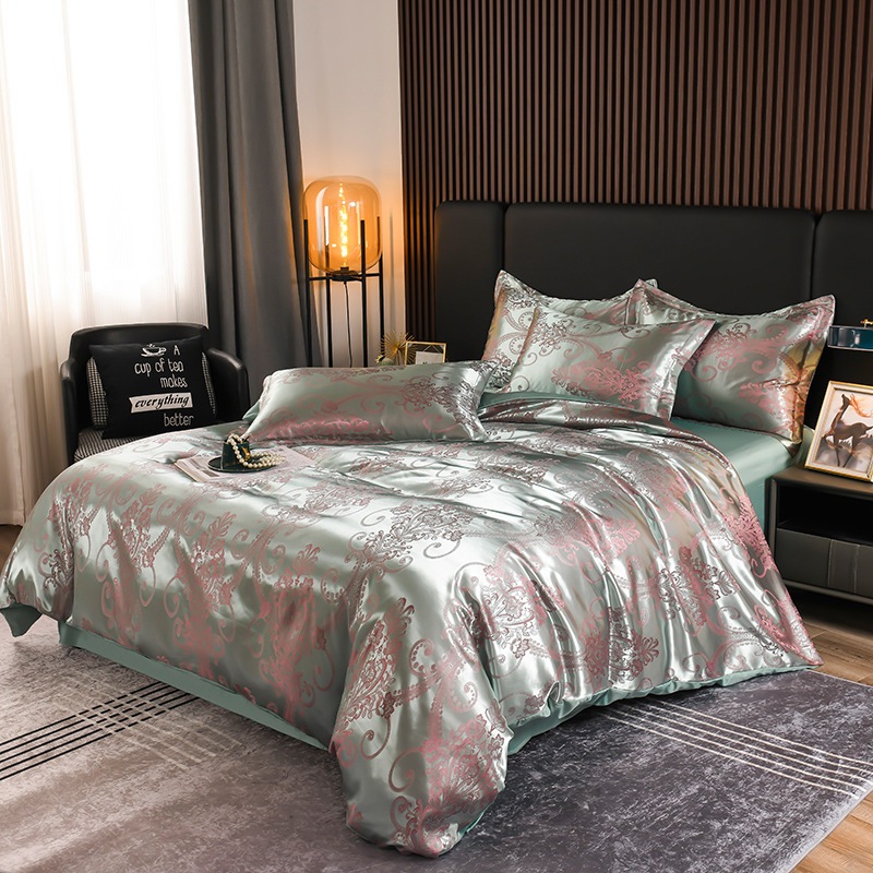 ニューサテンジャガードウォッシュシルクアイスシルク4点セットライト高級夏冷感裸寝機洗える4点セット 4,803円