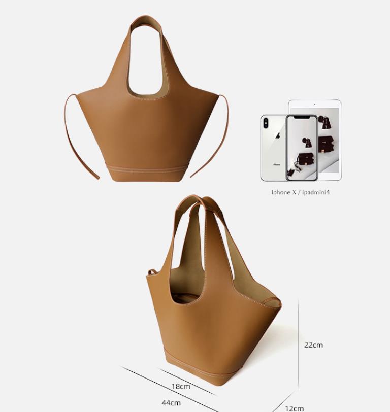 新しい牛革ワンショルダーポータブルレザー野菜バスケットバッグ日本のトートバッグショッピングバッグ女性