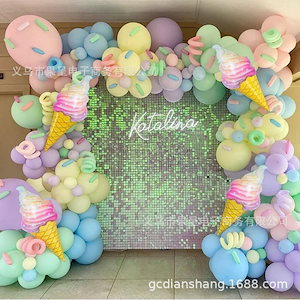 【飾り風船】夏のアイスクリームアルミフィルム風船虹ラテックス風船セット子供の誕生日パーティー装飾