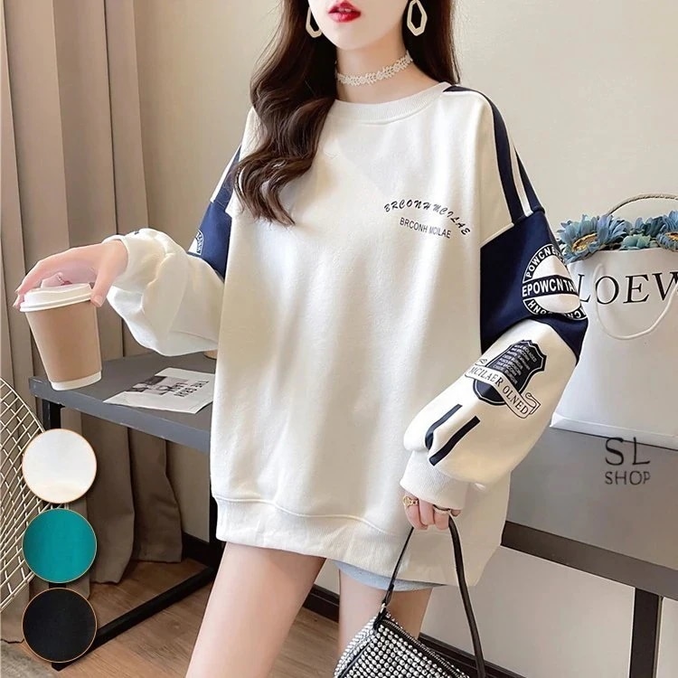 Tシャツ レディース 長袖 カットソー ライン 英字柄 薄地 ロンティー カジュアル トッ