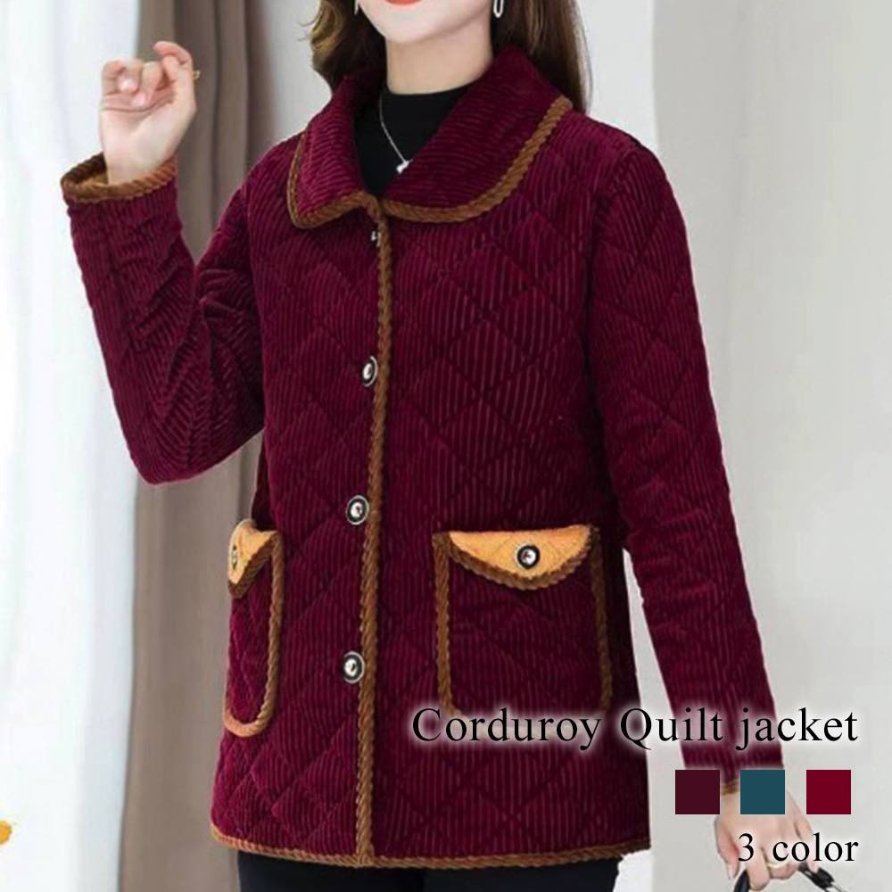 ダウンジャケット レディース コーデュロイキルトジャケット 軽い ダウンコート フード 大きいサイズ 40代 ジャンパー 軽量 高級 黒 ロング 防風 きれいめ ハーフ 冬 人気 丈 コート 赤 春
