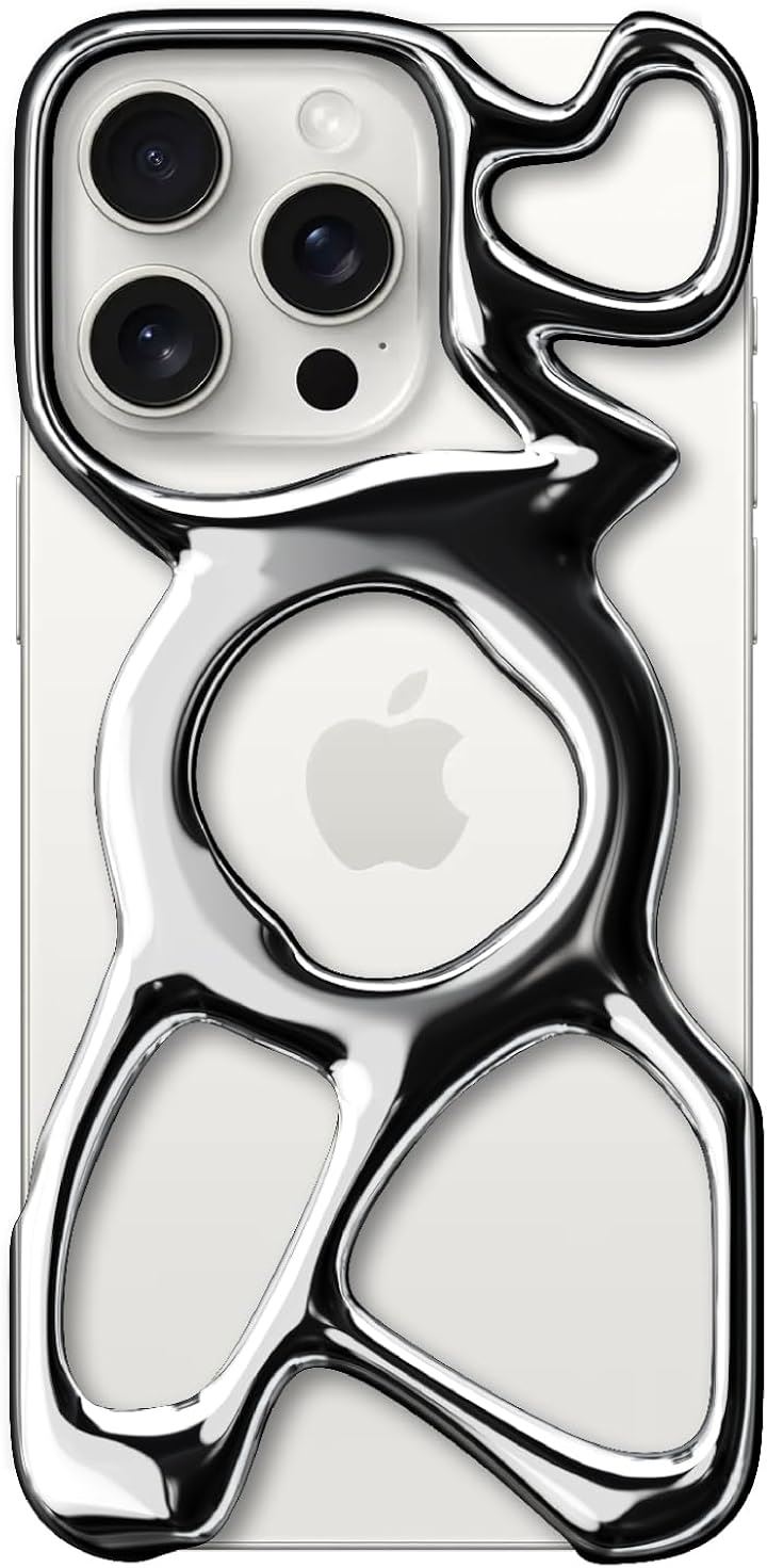 iPhone 16 Pro Max 用 ケース AM Emptiness Case for Magsafe対応 軽量 光沢(シャイニーシルバー, iPhone 16 Pro Max)