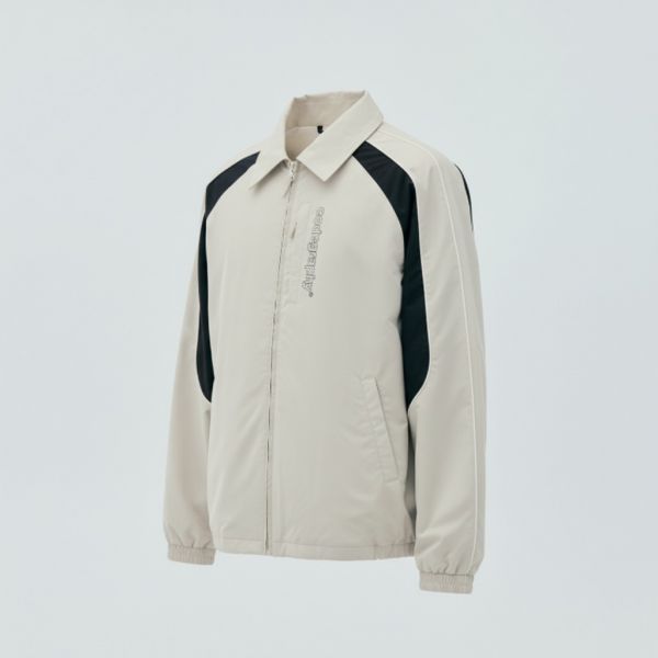Color Block Tech Collar Short Jacket_Cream