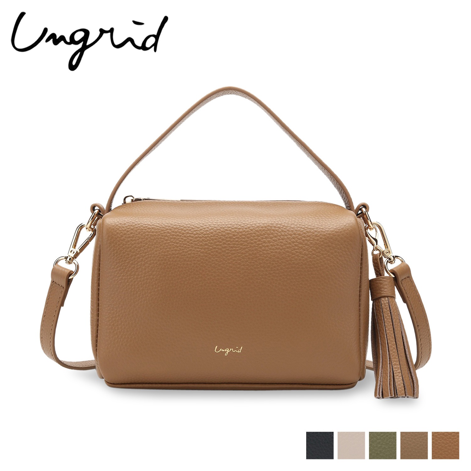 ショルダーバッグ ハンド レディース 斜め掛け ブラック ホワイト ベージュ カーキ ブラウン 黒 白 UNG-52800B