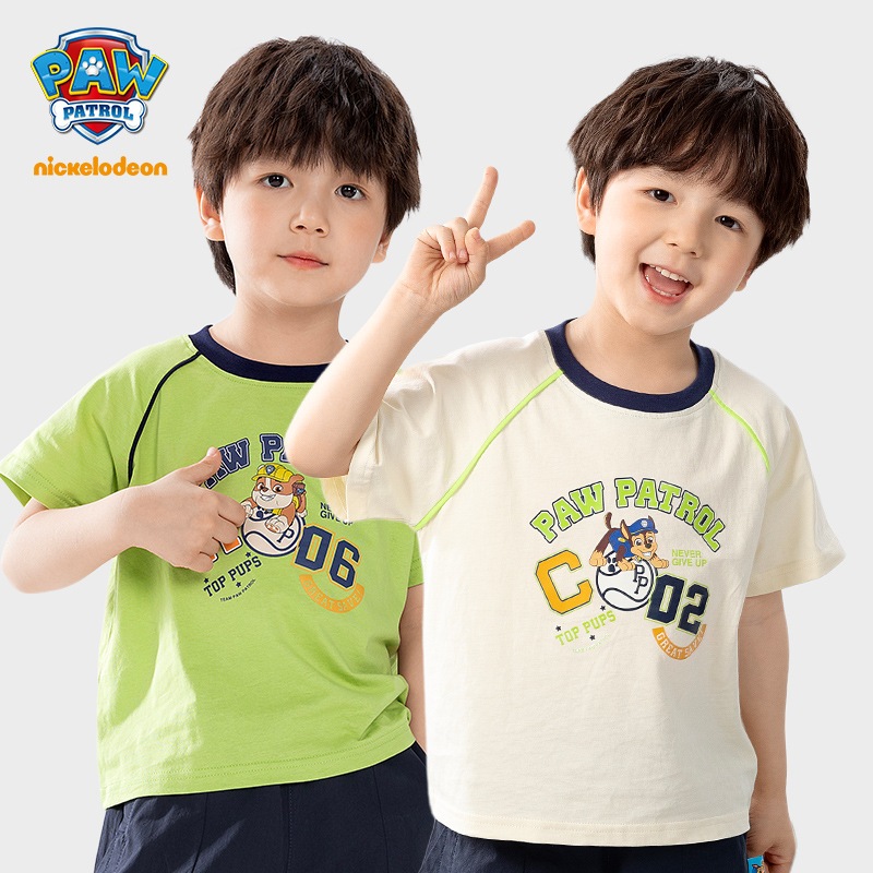 パウチームボーイズtシャツ半袖夏服2024新しい子供用コットントップボーイベビーハーフスリーブボトムシャツ