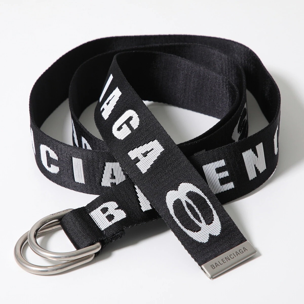 BALENCIAGA バレンシアガ スライダーベルト D RING BELT 40 794485 2AA5V メンズ ジャガードロゴ ウェビングテープ 1090/BLACK/L-WHITE