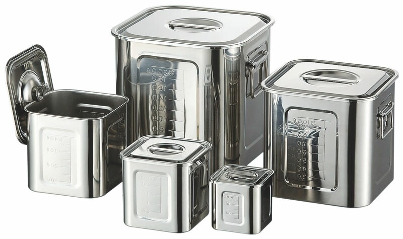 （まとめ買い）赤川器物製作所 AG 21-0目盛付角キッチンポット 13.5cm（2.3L）手無 [x3]