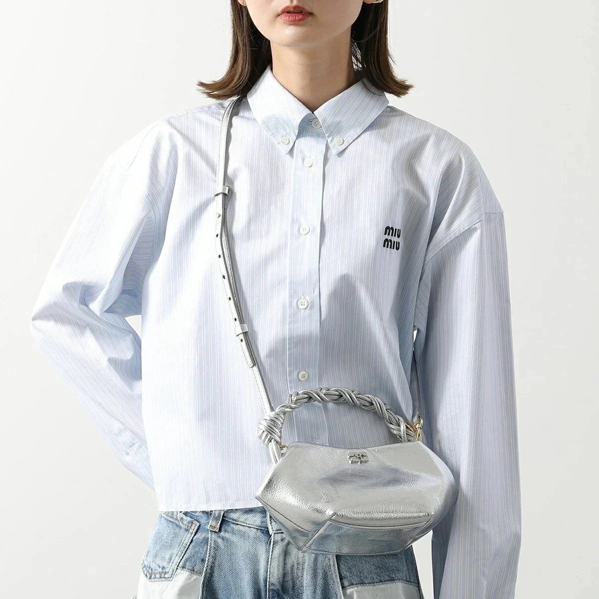 GANNI ガニー ショルダーバッグ Bou Bag Mini Metallic A6595 5894 レディース ミニバッグ ハンドバッグ ロゴ メタリック