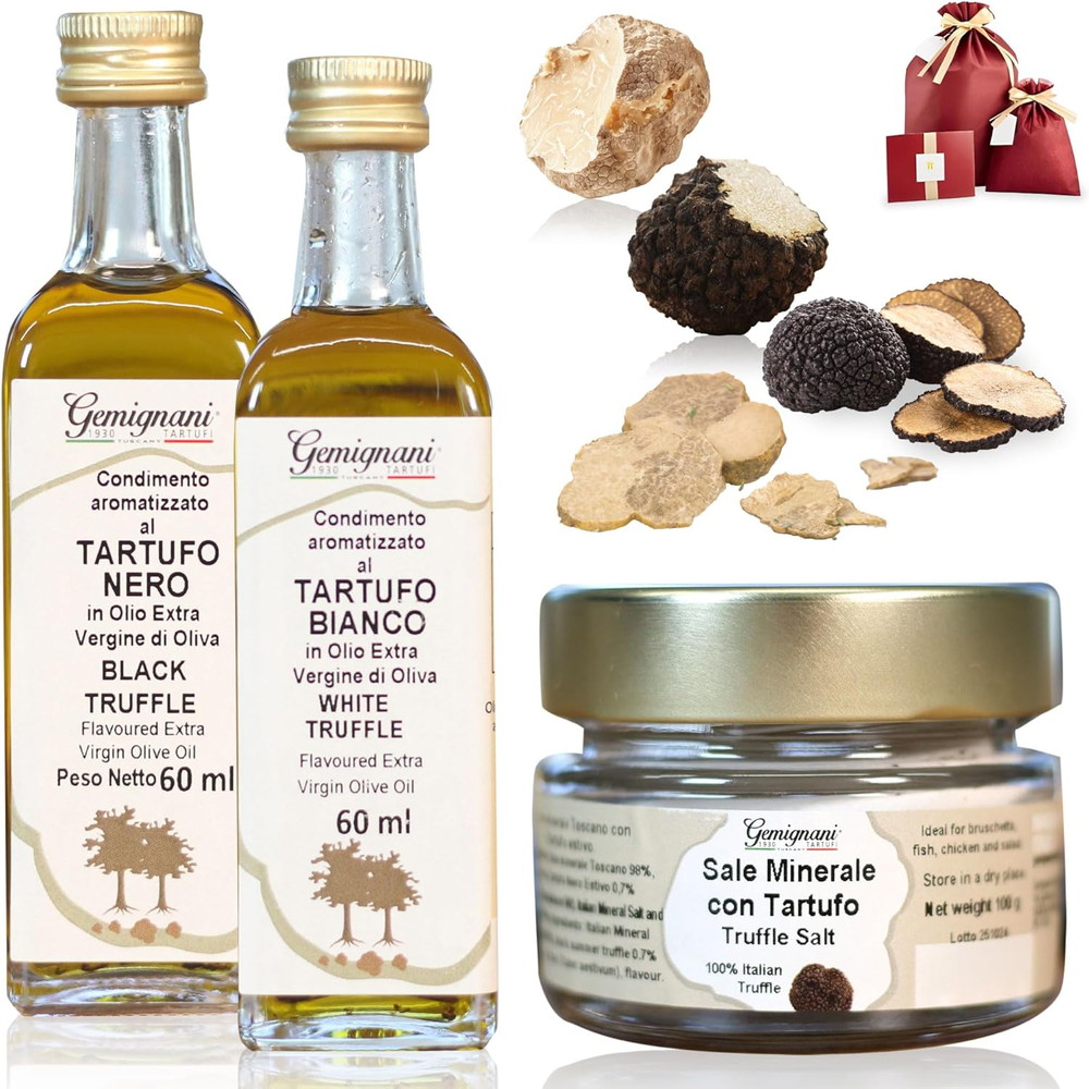 Truffle Universe トリュフ調味料3点セット(黒トリュフオイル60ml＆白トリュフオイル60ml＆黒トリュフ塩100g) トリュフ 調味料 3種 セット