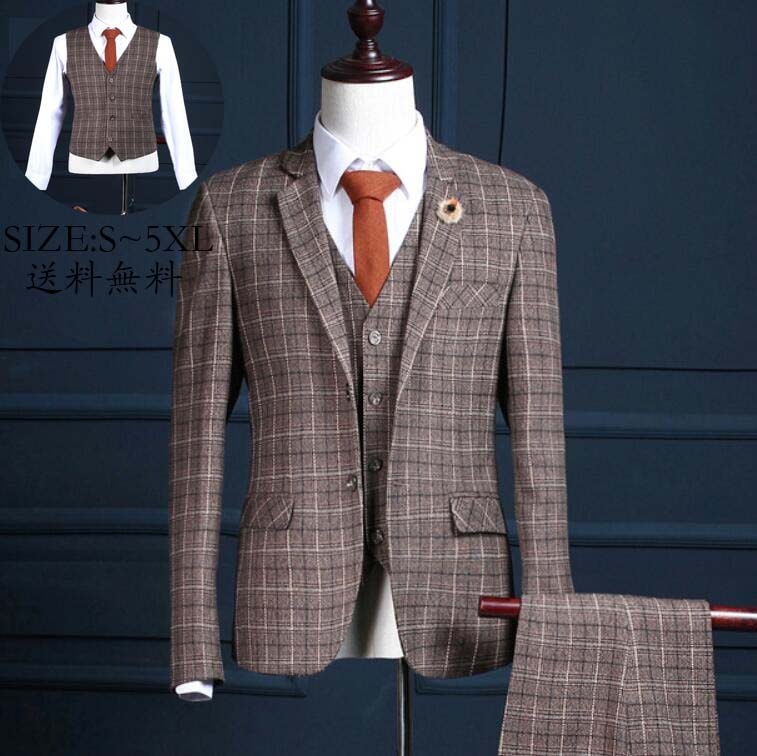 底値価格チェック柄 男性スーツ パンツスーツ フォーマルスーツ スーツセット 通勤スーツ パーティー ビジネススーツ メンズスーツ カジュアルスーツ 大きいサイズ 無地 二つボダン 面接スーツ 結婚式 7,295円
