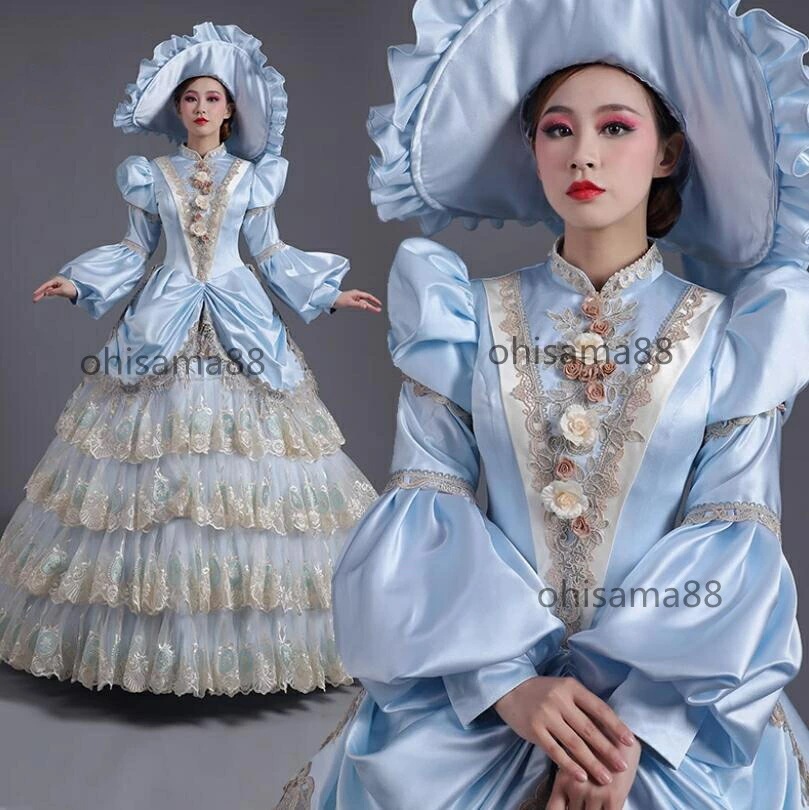 新登場/貴婦人ドレス 可愛い 宮廷ドレス フレア袖 華やか プリンセスドレス 中世貴族風 貴族ドレス ロングドレス 舞踏会 撮影 演奏会 ハロウィン クリスマス ヨーロッパ風ドレス オペラ声楽 演劇