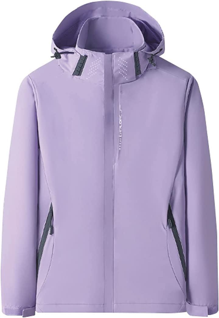 スリージョイ ウィンドブレーカー レディース メンズ 男女兼用 ユニセックス アウトドアジャケット マウンテンパーカー フード付( パープル（女性）, M)
