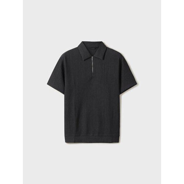 男性用クリーズ半袖カラーハーフジップTシャツGR_GJA