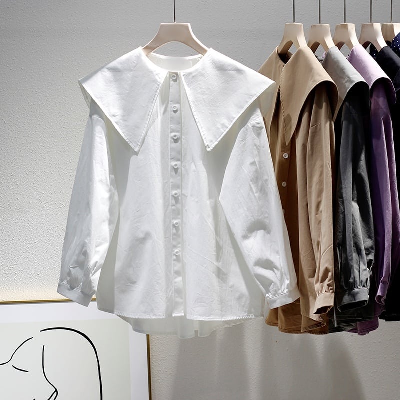 5color レディース トップス シャツブラウス シャツ ブラウス ビッグカラー セーラーカラー