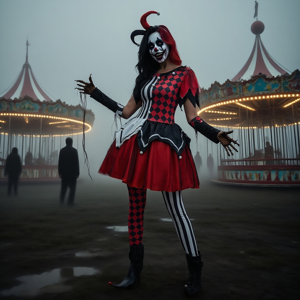 2025ハロウィンホラーピエロコスプレ衣装怨霊パニックパーティーステージパフォーマンス衣装