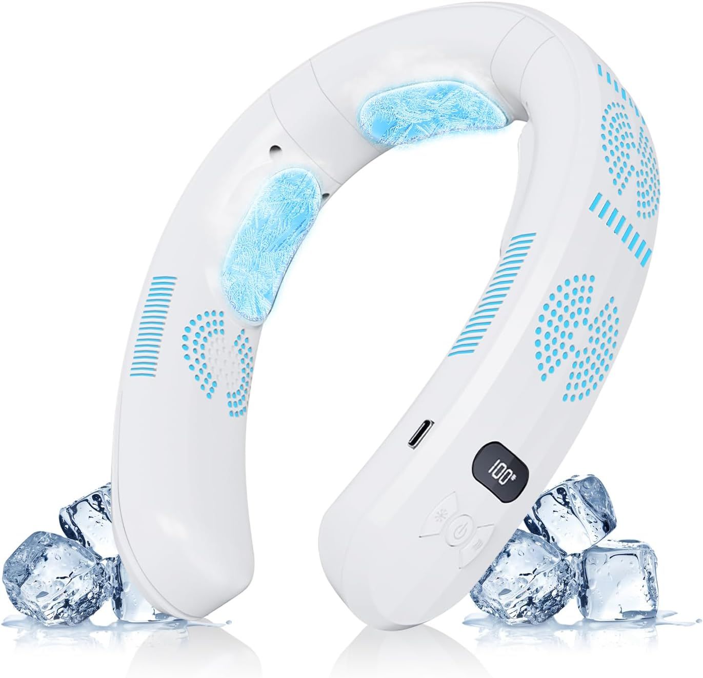 ネッククーラー 首掛け扇風機【新改良ネックファン冷暖両用2025高級版】 冷却プレード付き 瞬間冷却 瞬間加熱 大容量 長時間連続使用 360サラウンド風 2段階風量 3段階 Type-C充電式