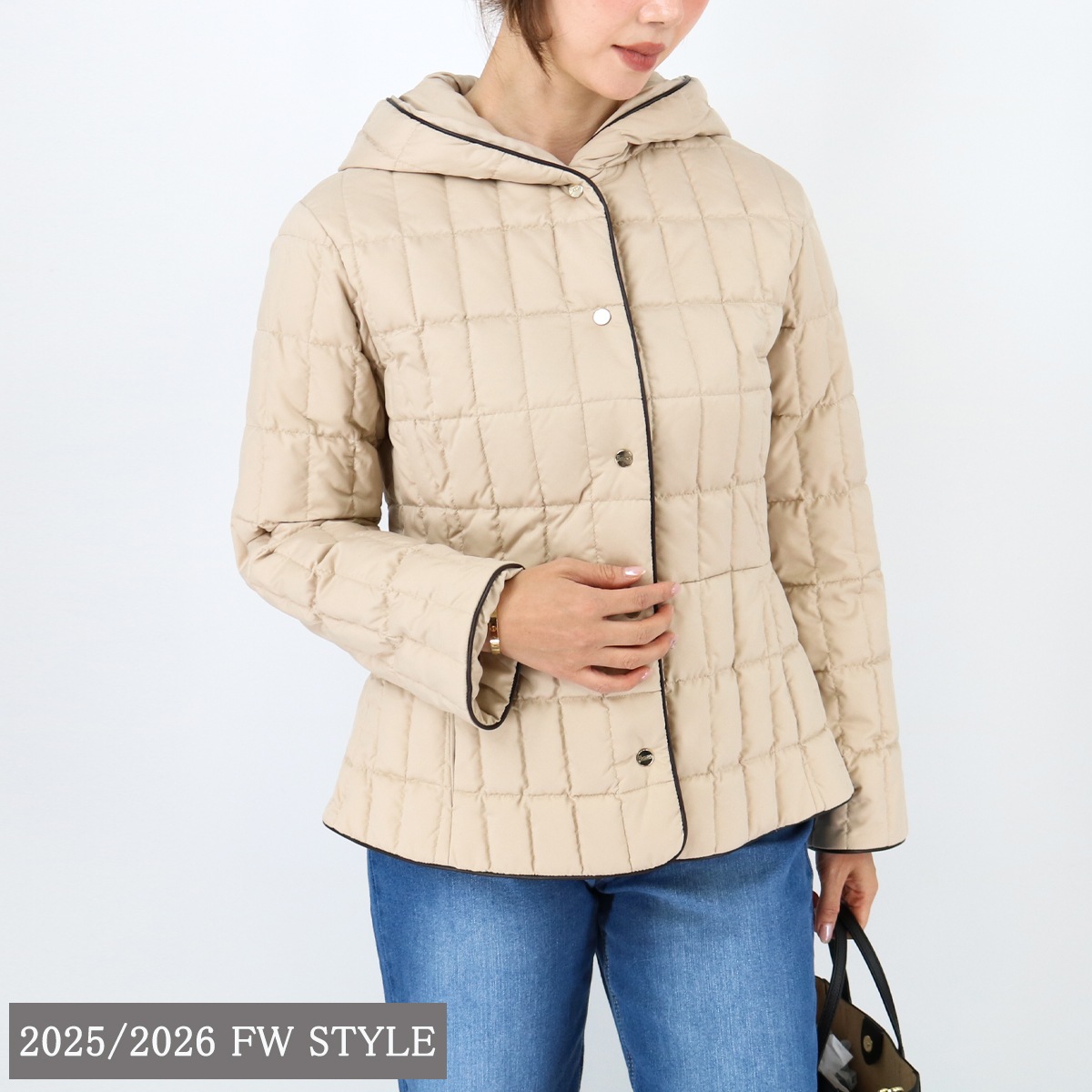 ダウンジャケット PI002052D 1980/BEIGE CHIARO レディース ダウンコート フード キルティング ショート ミディアム アウター