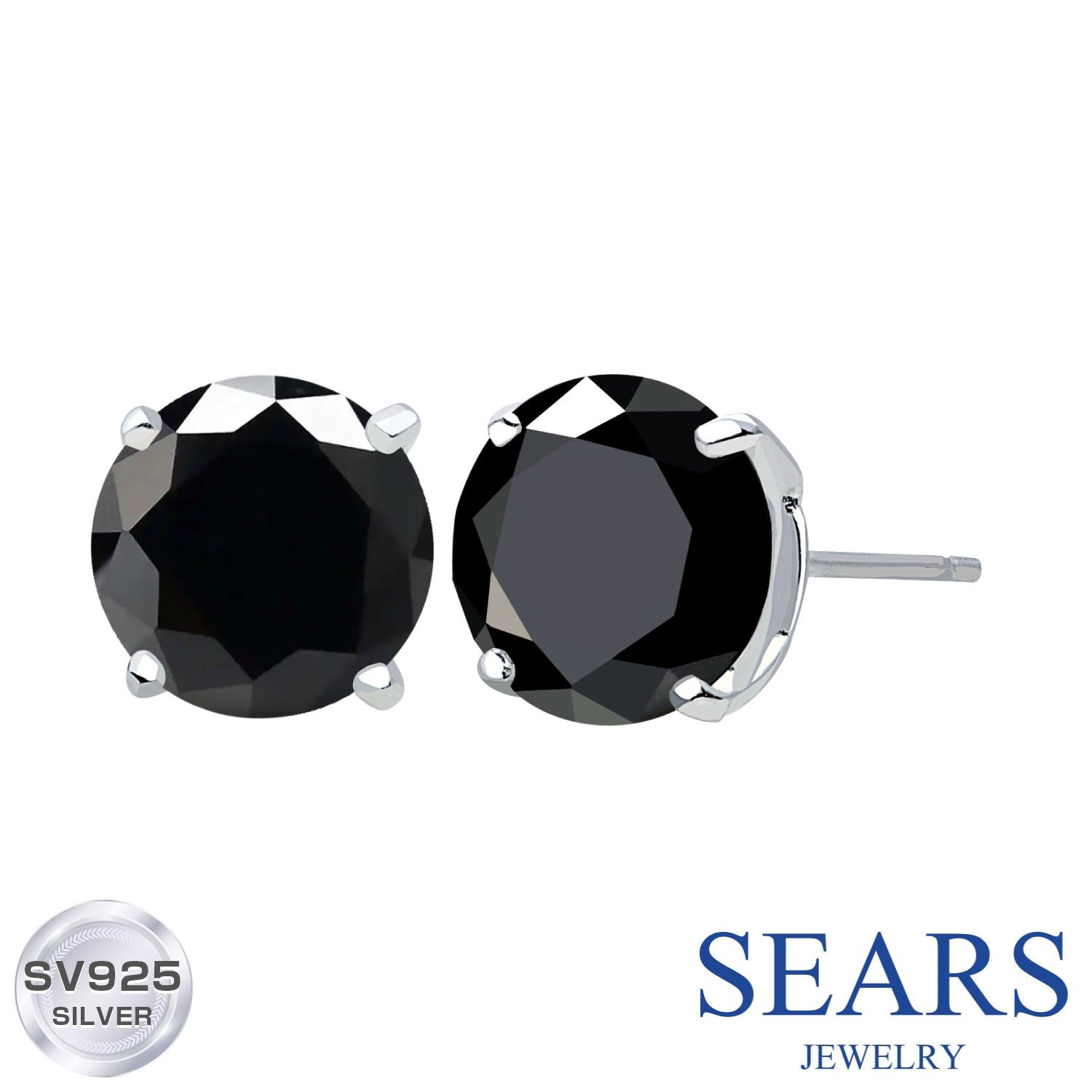 ピアス メンズ レディース ユニセックス ブラック キュービックジルコニア 8mm シルバー925 シルバーピアス アクセサリー ブランド