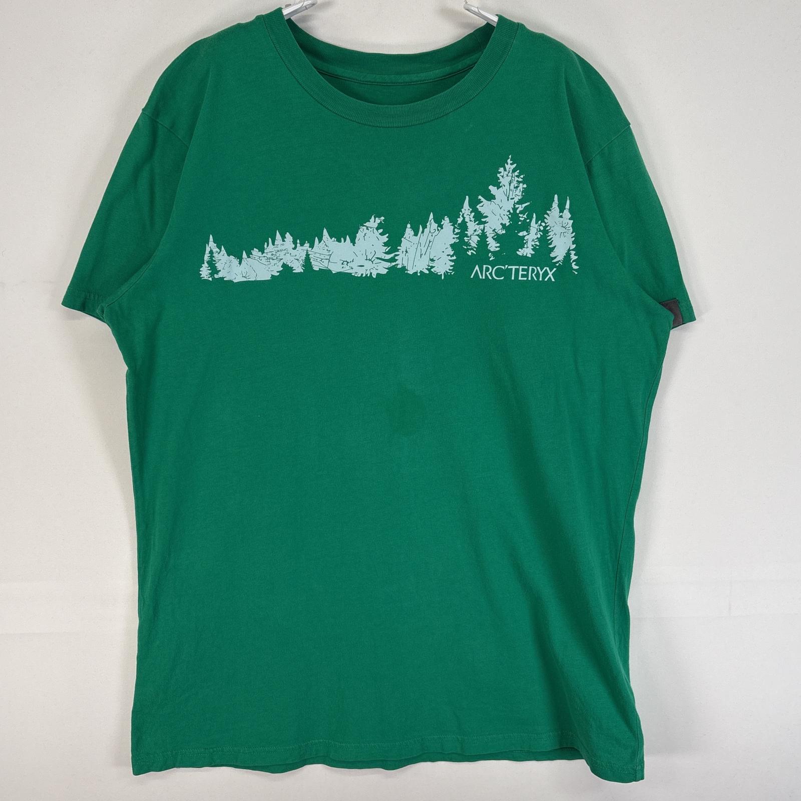 古着 半袖Tシャツ プリント ロゴ クルーネック M グリーン メンズ