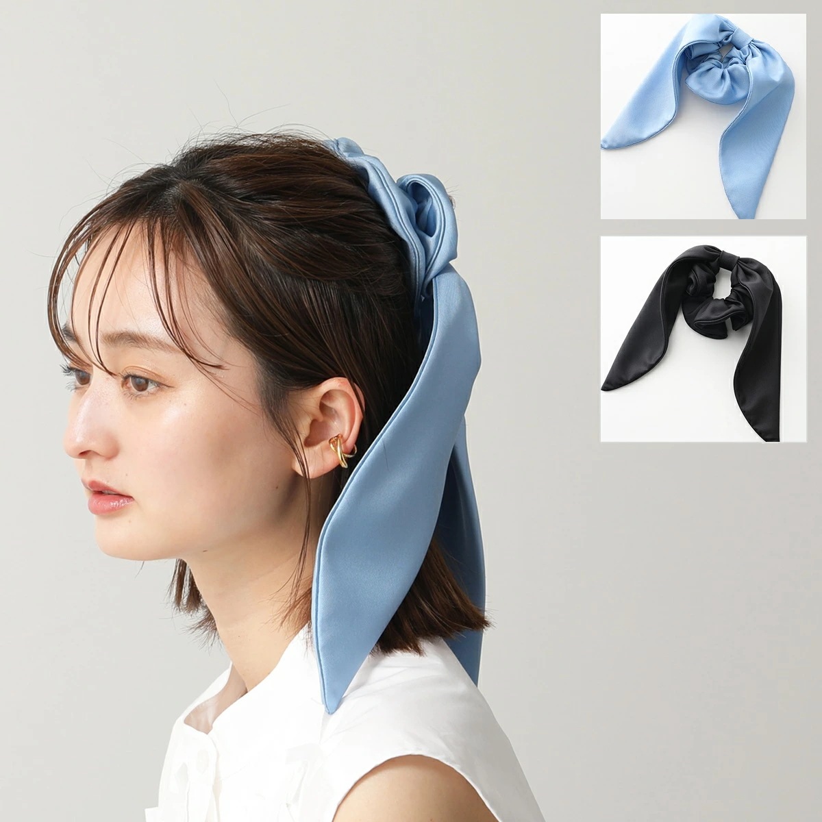 ALEXANDRE DE PARIS アレクサンドル ドゥ パリ シュシュ TCHC-1T-A23 レディース リボン ヘアゴム ヘアアクセサリー カラー2色
