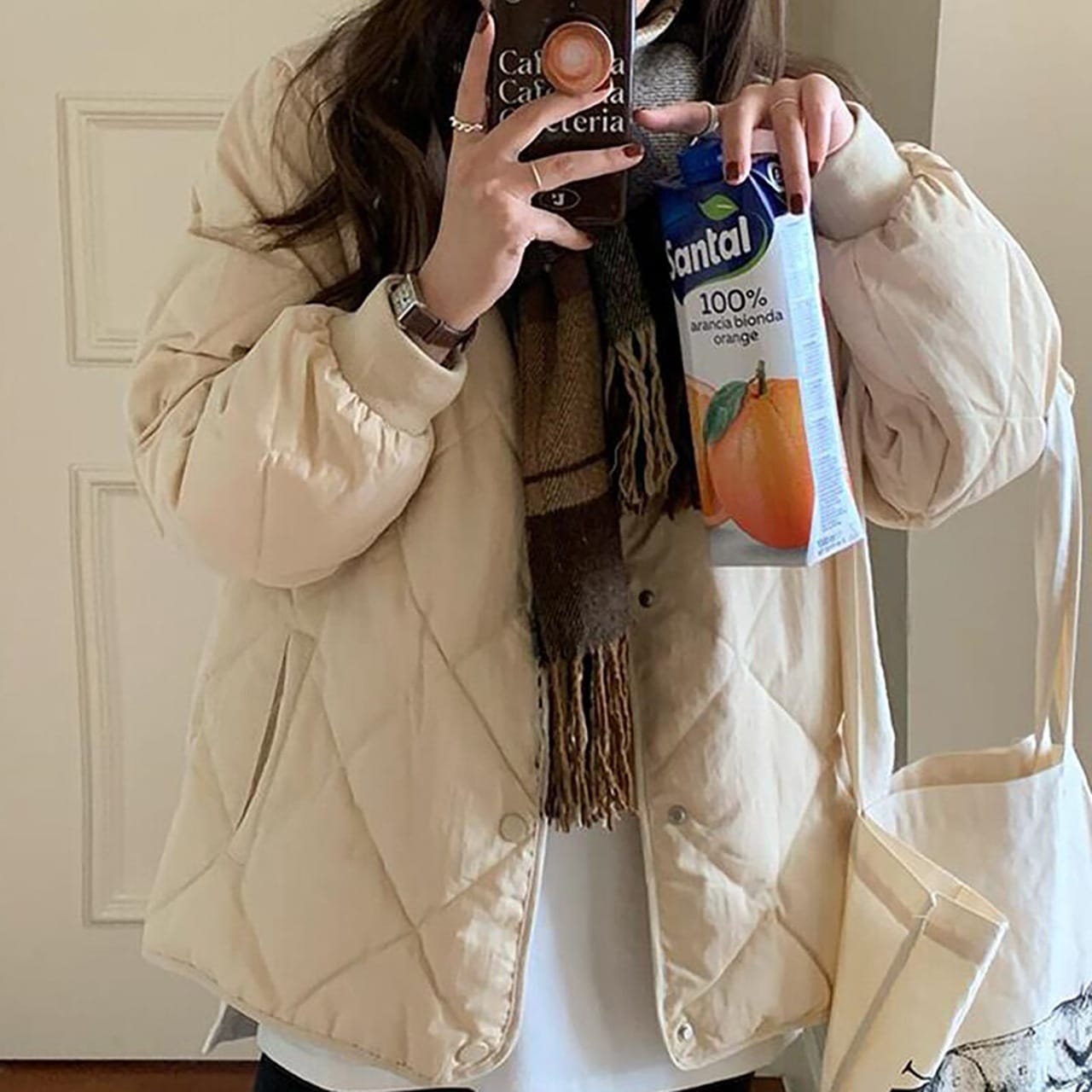 キルティングジャケット アウター コート ジャケット 上着 ショート ショート丈 ミディアム丈 袖あり 長袖 ラウンドネック 襟なし ポケット 前開き キルティング かわいい 大人可愛い シンプル