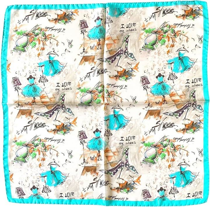 バルサンティ スカーフ レディース シルク100% 小判 50x50 正方形 イタリア製 バレリーナ( ターコイズ, Free Size)