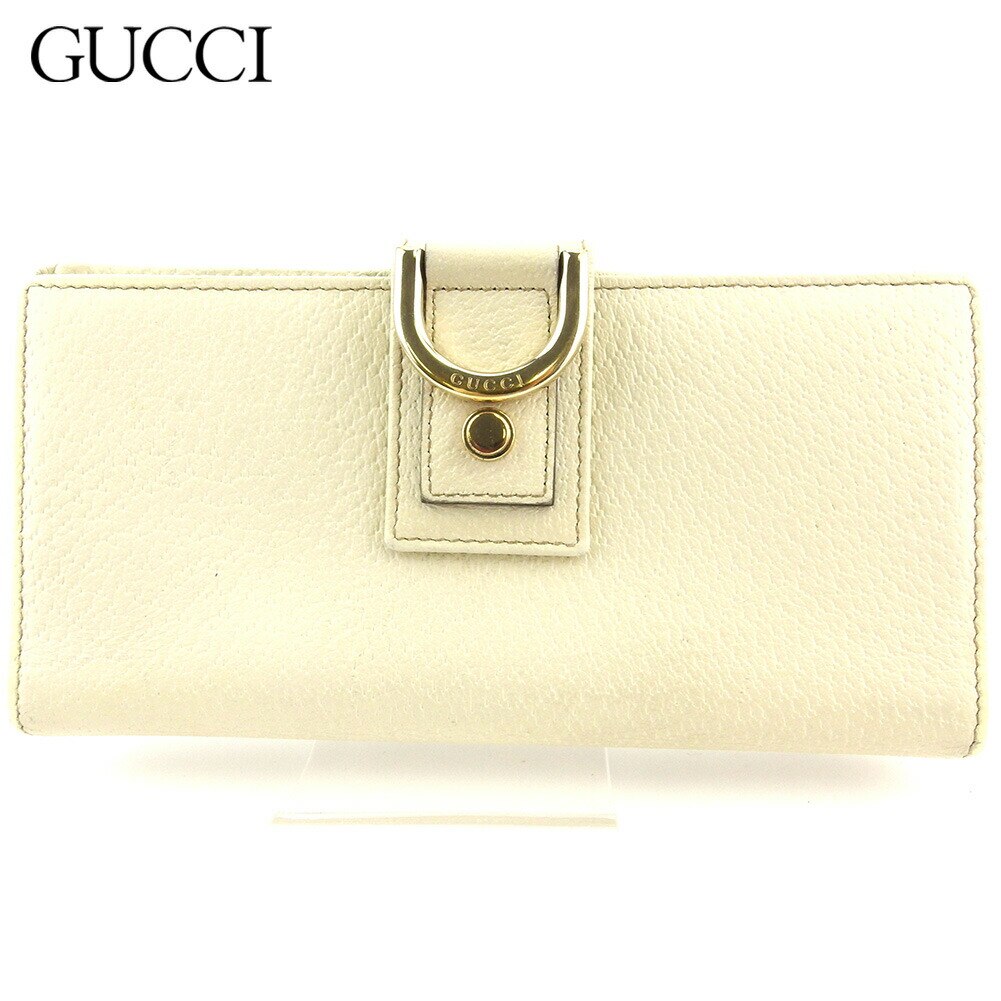 長財布 ファスナー付き 財布 アビー レディース メンズ ホワイト 白 ベージュ ゴールド 中古