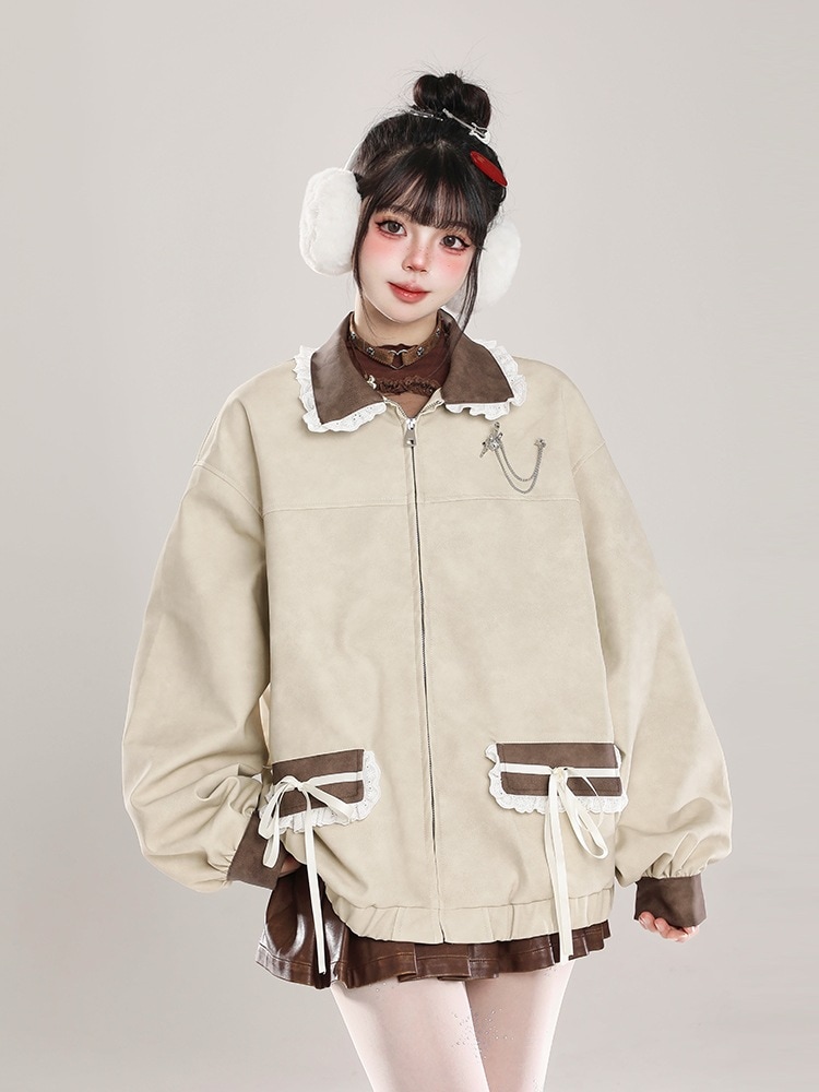 2024秋冬 長袖 ジャケット 暖かい 防寒 かわいい 韓国トップス アウター 羽織り合成レディースフェイクコーデカジュアルシルエットゆったりファッション系サイズ 色っぽ 女っぽきれいめ大人裏丈黑