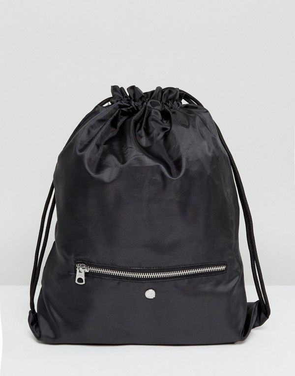 チープマンデイCheap Monday チープマンデイ レディース バッグ ポーチ 送料無料 Black Drawstring Bag with Zip Pocket