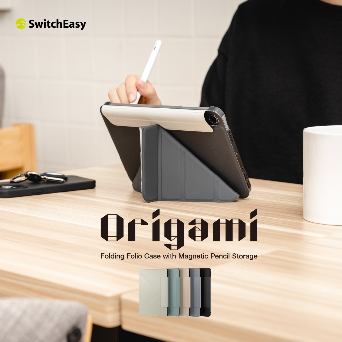 iPad Pro13インチ 2024 対応 ケース 衝撃 傷 保護 軽量 薄型 4WAY 手帳型 スタンド 合皮 カバー Origami 2024