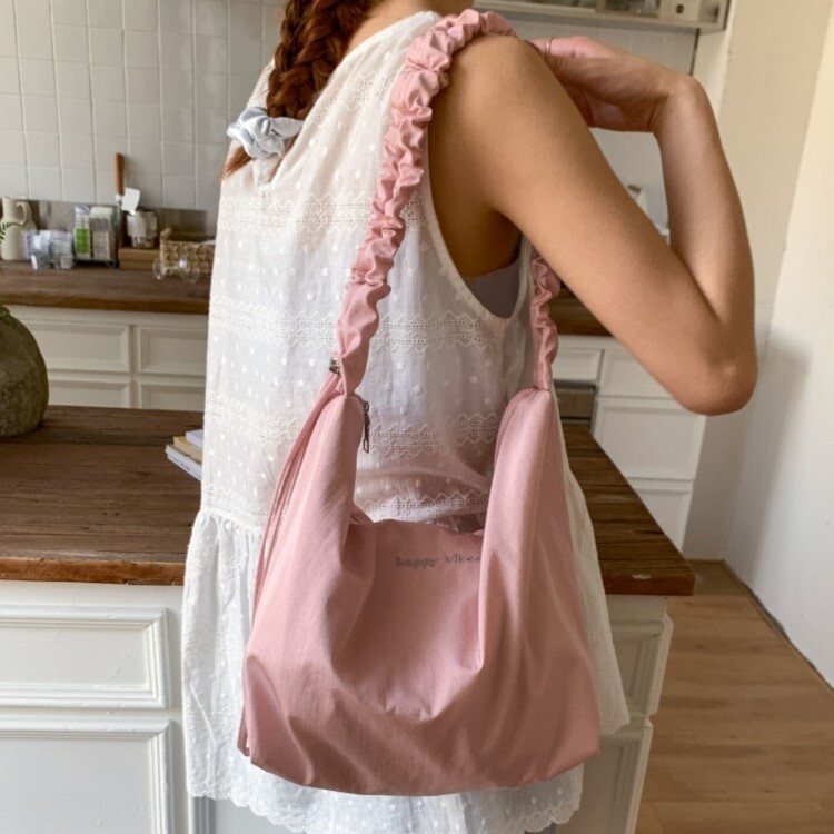 ギャザーショルダーバッグ 2way ドロスト バッグ カバン レディース ショルダー マザーズバッグ 斜めがけ 肩がけ 大容量 多収納 便利 ポケット ファスナー かわいい 大人可愛い シンプル