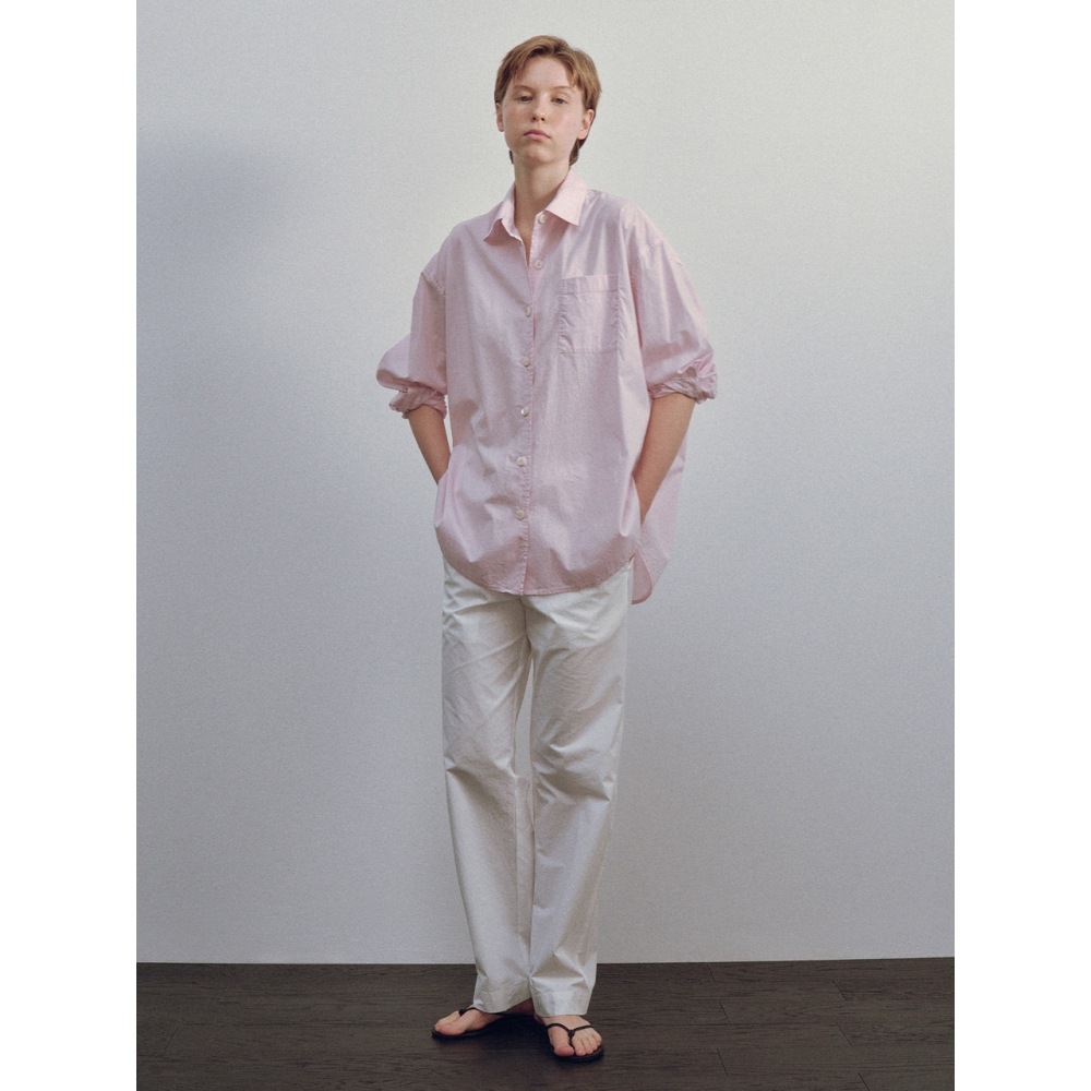 何も書かれていないコットンドローストリングパンツ (ホワイト)