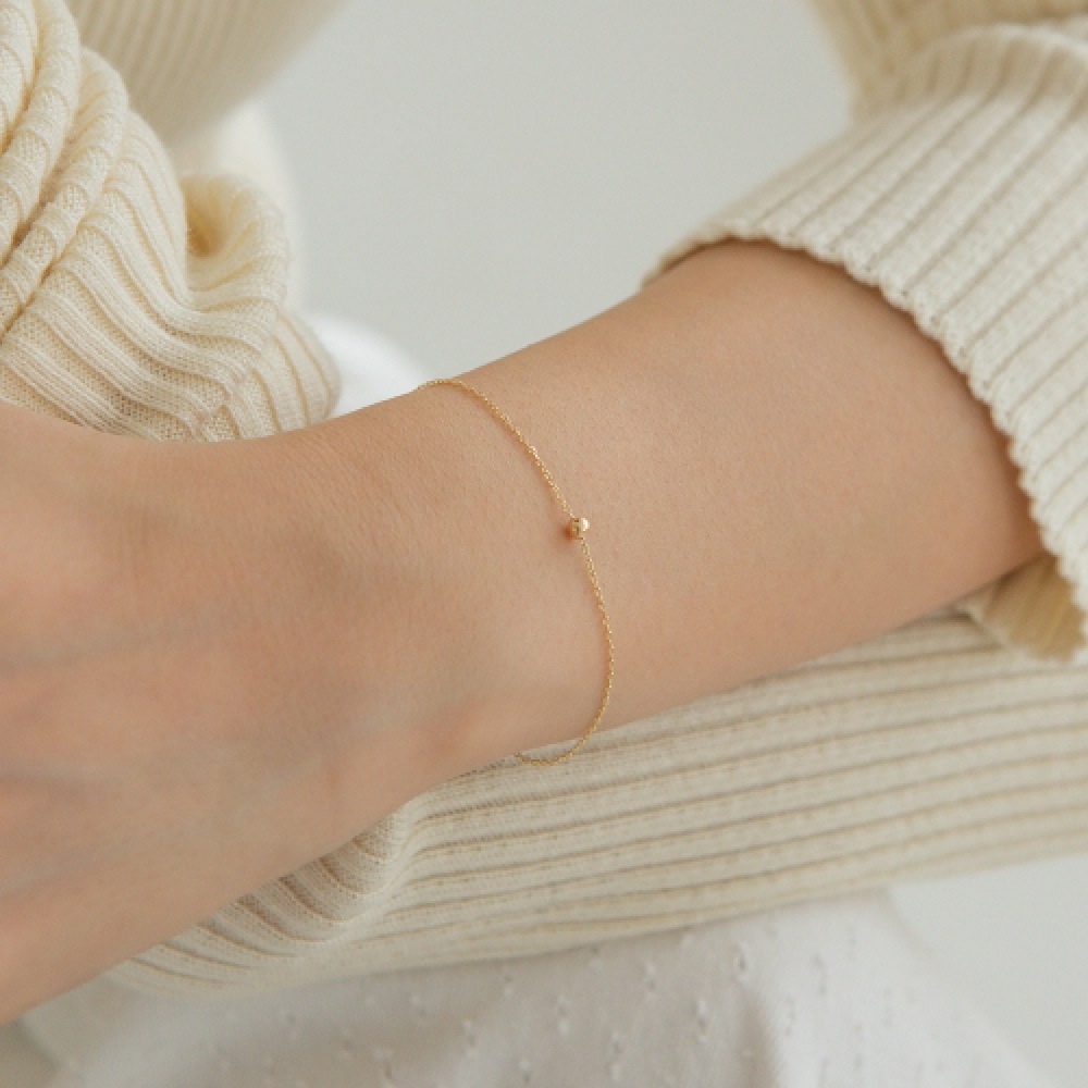 LUNNE 14k ワンポイントミニボールブレスレット 14k ゴールド #BR05