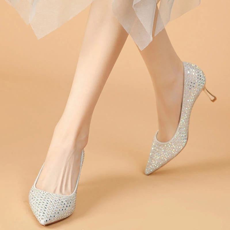 500円OFFクーポン パンプス レディース キラキラ パーティー お呼ばれ ハイヒール ピンヒール ポインテッドトゥ 大きいサイズ ヒール6cm 歩きやすい 入学式 卒業式 宴会 披露宴 結婚式 通