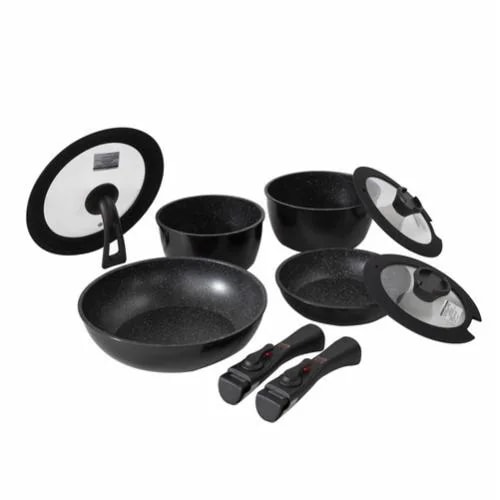 ヤマダオリジナル IH・ガス火対応　取っ手がとれるフライパン・鍋9点セット YFS2201 8,396円