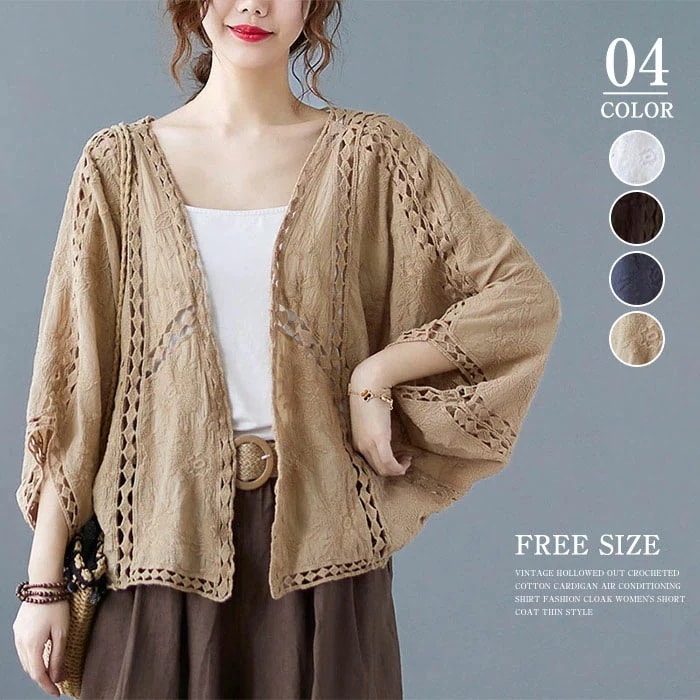 カーディガン 透かし編み レディース 薄手 春 羽織り トップス 無地 きれいめ アウター 春 秋 夏 花柄 ドルマンスリーブ 春夏 涼しい おしゃれ かわいい 白 ホワイト 透明 透け 普段着