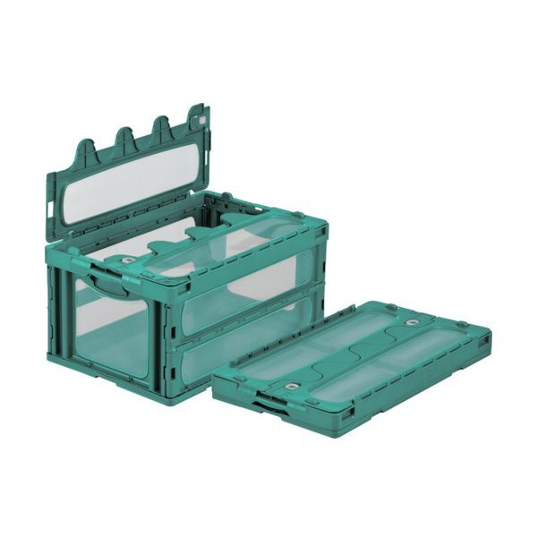 三甲 SKO-C-75B-GR フタ一体型折りたたみコンテナー 559060 マドコンC-75Bグリーン メーカー直送