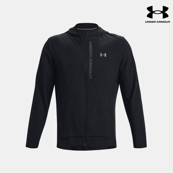 男性用防水ウインドブレーカー ジャケット UA Outrun The Storm ジャケット 1376794 ブラック