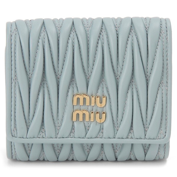 ミュウミュウ 三つ折り財布 ペールグリーン 5MH033 AFPP F0035 TRI FOLD WALLET PALE GREEN 並行輸入品