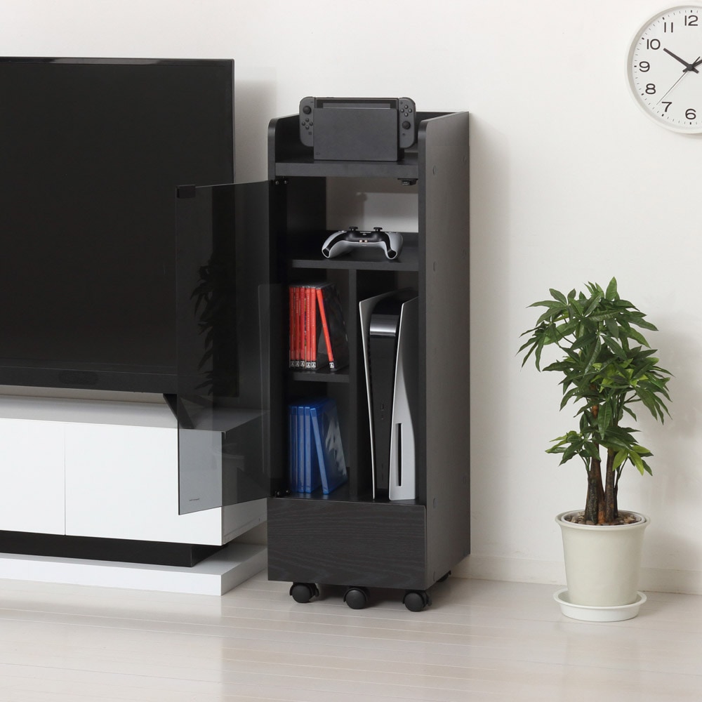 クロシオ ゲーム機ラック キャスター付き(ブラック) 25241クロシオ