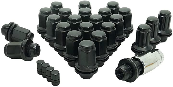 トヨタ 純正 ホイール用 平面座 カラー ロックナット ギアロック エアバルブキャップ付 黒 ロング P1.5 6穴用 24個セット(黒 ロング P1.5 6穴用 24個セット)